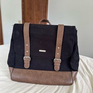 little unicorn black/vegan leather diaper bag